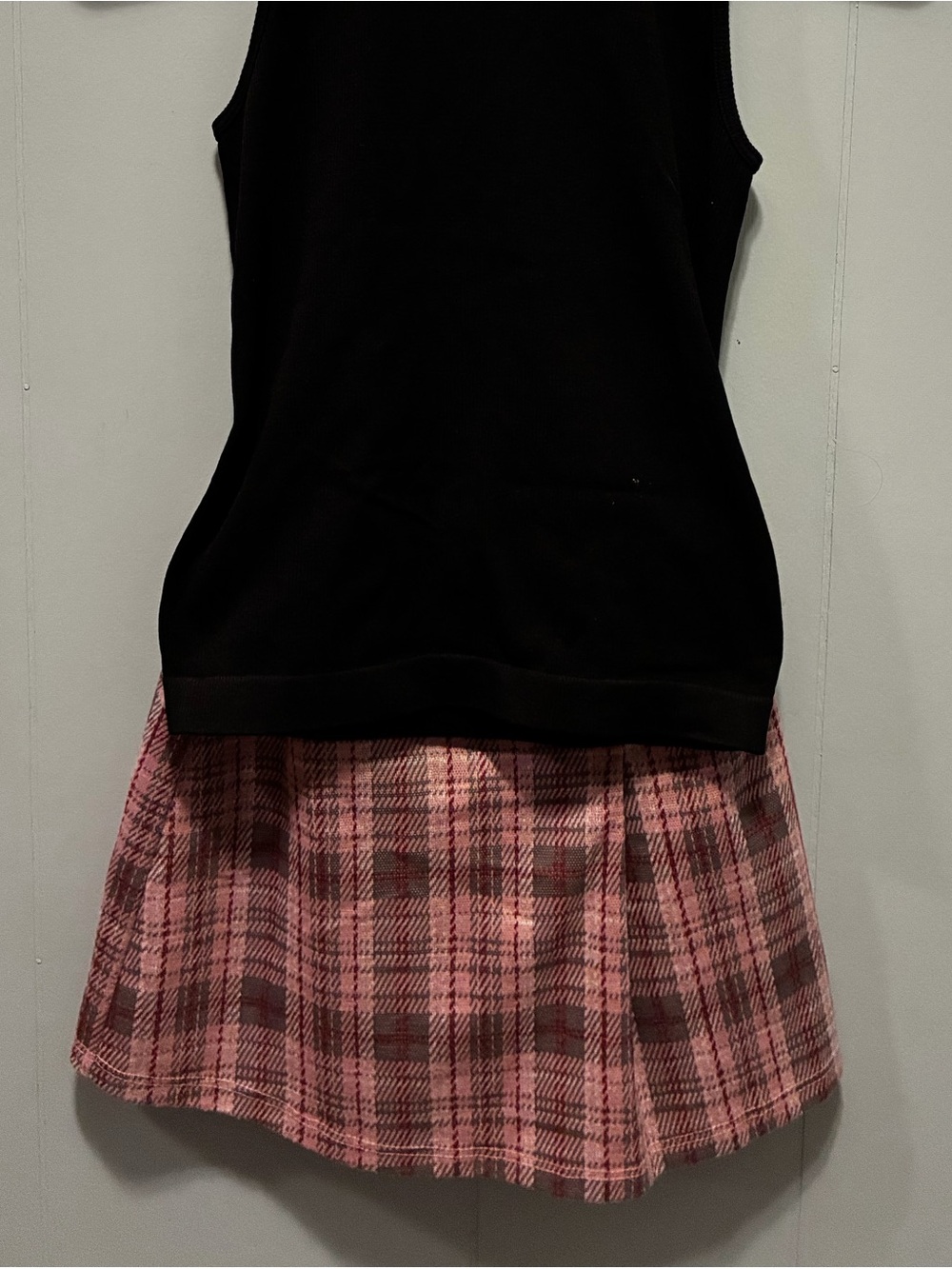 Beautees Pink and Black Plaid Pleated Skirt